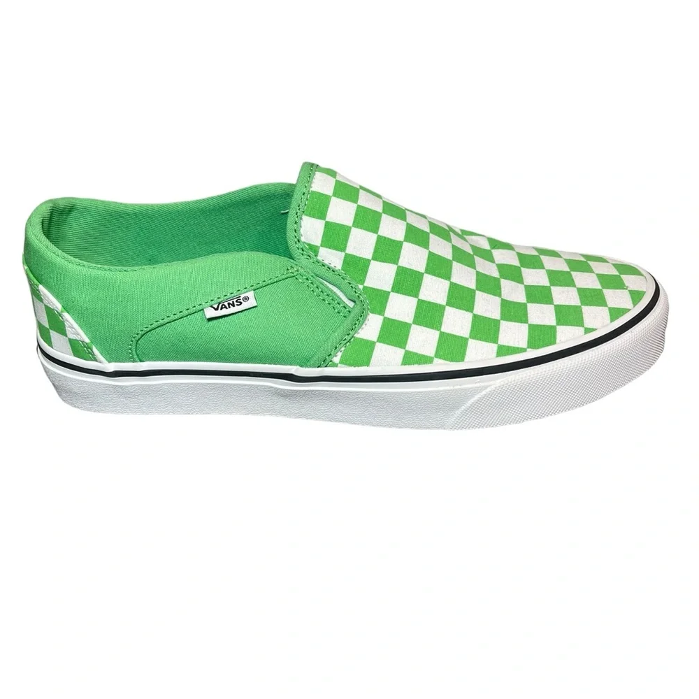 ⚡️SOLD⚡️Vans Classic Asher Checkerboard Slip-On Sneaker Green Shoes Women’s 11 - Picture 15 of 16